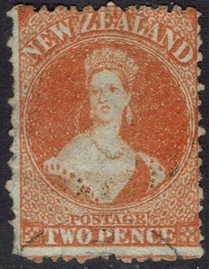 NEUSEELAND 1871 QV CHALON 2D WMK LARGE STAR PERF 121/2 GEBRAUCHT - Bild 1 von 2