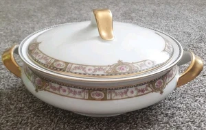 Antique Theodore Haviland Limoges Covered Dish Bowl Porcelain Pink Floral - Picture 1 of 15
