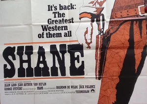 Movie Poster " Shane ", Folded, Large, 1966, Rarity, GB - Picture 1 of 3