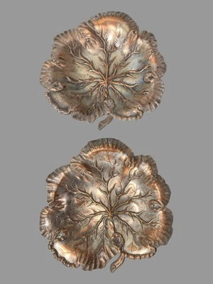 Pair of Antique Victorian Silverplate Leaf Shaped Serving Bowls Trays - Image 1 of 4