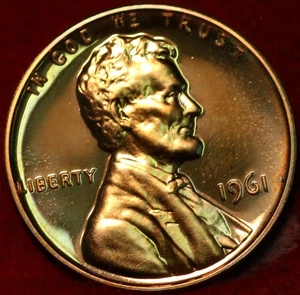 Uncirculated Red Proof 1961 Philadelphia Mint Lincoln Memorial Cent - Picture 1 of 2
