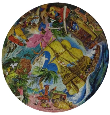 VTG 500 Piece 1964 Springbok Round Puzzle~Treasure Hunt~Missing 1 Piece~Pirates - Image 1 of 4