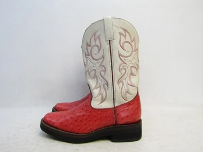 Botas vaqueras DURANGO para mujer talla 9 M rojas blancas de cuero con estampado de ostich Foto 1 de 4