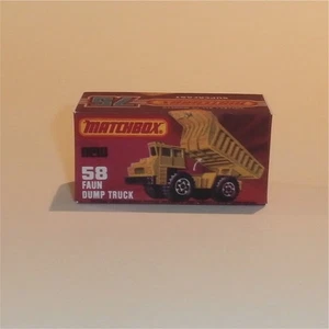 Matchbox Lesney Superfast 58 f Faun Dump Truck K Style Repro Box - Picture 1 of 4