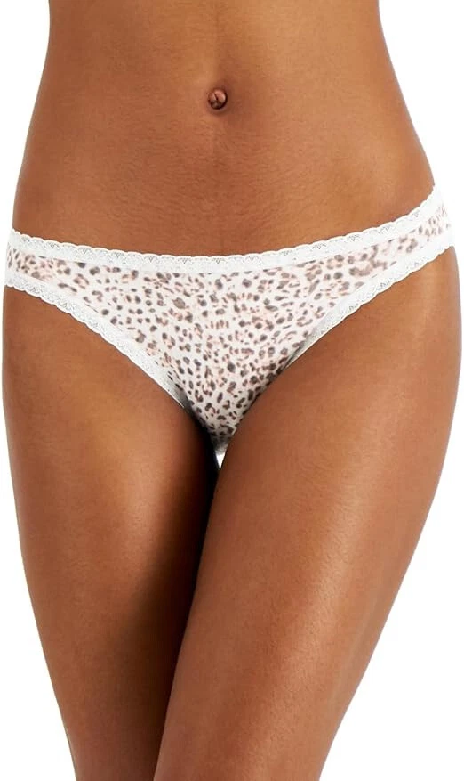 Jenni Intimates Ladies' White Animal Print Cotton Lace Bikini Underwear Panty XL