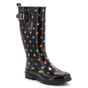 Women's Western Chief Dot City Rain Boots Waterproof Flat Heel Pull-on () - Picture 1 of 5