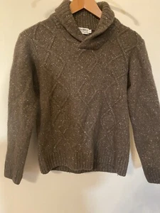 Luca Nobili Sweater M Brown Cable Knit Tweed Wool Blend Fishermans Collar - Picture 1 of 8