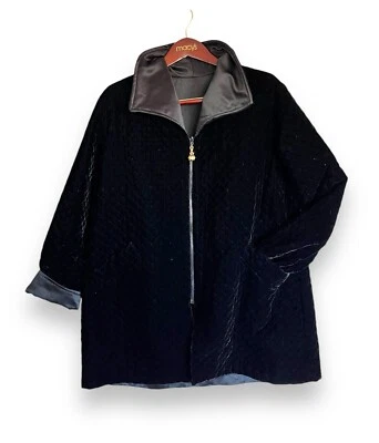 St. John Marie серый черный бархат и атлас выстеганная двусторонняя куртка пальто Италии S - Изображение 1 из 4