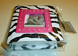 BLACK & WHITE ZEBRA VELVET WITH PINK PHOTO FRAME MEMO PAD CUBE - Picture 1 of 7