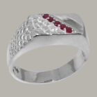 9ct White Gold Natural Ruby Mens band Ring - Sizes N to Z