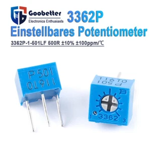 10 Stück Präzise Potentiometer 3362P-1-501LF 500Ω ±10% Einstellbarer Widerstand - Picture 1 of 7