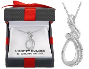 NEW 1/10 CT. T.W. INFINITY White Diamond Sterling Silver Pendant Necklace NIB - Imagen 1 de 10