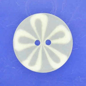 OFF WHITE FROSTED TRANSPARENT FLORAL 2 HOLE BUTTONS 23mm - Picture 1 of 2