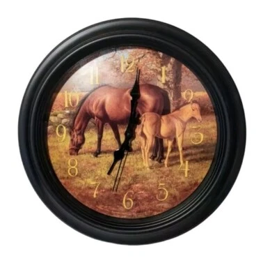 Reloj de pared 16" Horse Mare Colt Hayden Lambson a batería granja caballos Foto 1 de 4