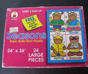 24pc LARGE Floor puzzle vintage kids "seasons" in original box with bonus poster - Picture 1 of 5