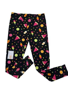 Leggings TC LuLaRoe Sandía Naranja Paletas en Negro Se Ajusta 12/18 - Imagen 1 de 1