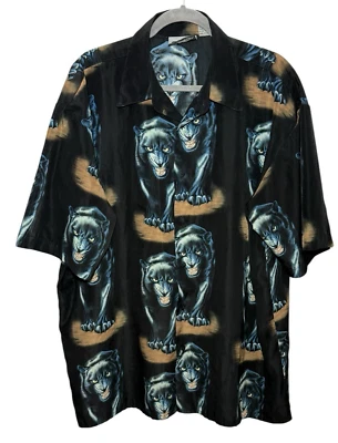 Camisa 212 NYC Estampado PANTERA Para Hombres Talla XL Botón De Colección Y2K Años 90 Hawaiano Big Cat Foto 1 de 4