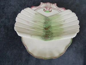 Antique French Majolica Asparagus Plate Sarreguemines 19th - Shell Shaped - Picture 1 of 12