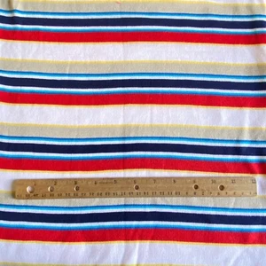 1 YD Vintage Stripe Knit Fabric Red Blue Tan - Picture 1 of 5