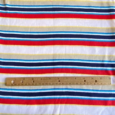 1 YD Vintage Stripe Knit Fabric Red Blue Tan - Image 1 of 4