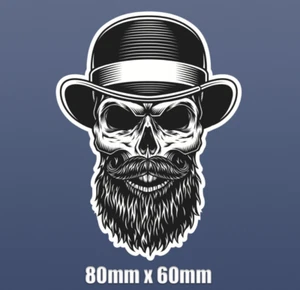 Sticker Skull Hipster Gentlemen Self Adhesive Vinyl 80mm x 60mm S182 car van mot - Picture 1 of 12