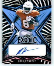 2022 Leaf Exotic Zebra Autograph #BA-XW1 Xavier Worthy RC Rookie AUTO 5/8 Texas 