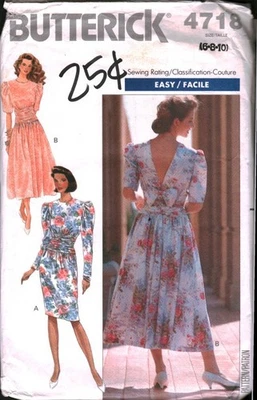 4718 Vintage Butterick Sewing Pattern Misses 1990s Cottage Core Dress Garden 6 - Image 1 of 2
