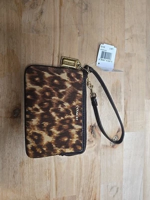 Coach Organizer Wristlet Ocelot Leopard Fabric Large Wallet Pouch - Image 1 of 4