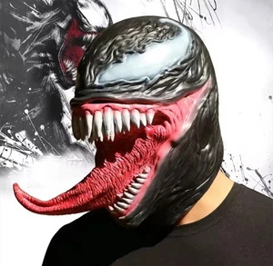 New Superhero Full Face Venom Mask Latex Rubber Long Tongue Cosplay Mask - Picture 1 of 8