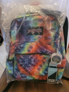 NUEVA Mochila JanSport Cross Town Plus, Roja/Multi Hippie Days Nueva con Etiquetas - Imagen 1 de 2