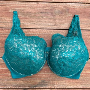 ThirdLove 24/7 Plunge BH 40E Grün Spitze Kontur Türkis Gold Details Neu ohne Etikett - Bild 1 von 9