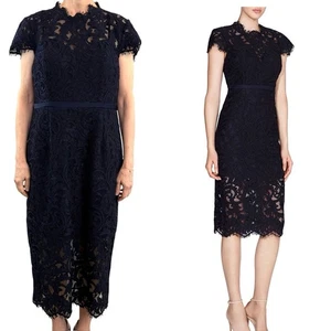 Love Honor Size 16 Aus 12 US Navy & Black Lace Carli Cocktail Midi Dress NWT - Photo 1/22