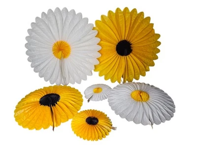 Lote de 6 abanicos de pañuelos de girasol decoraciones de fiesta cumpleaños baby shower 9" 18" 26" Foto 1 de 4