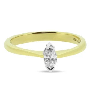 Elegant 18ct Yellow and White Gold Marquise Diamond Ring - Picture 1 of 3