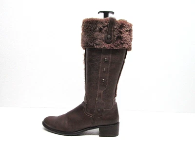 Reneé Made in Italy Winter Boots Brown Leather Sheepskin Cuff Women's Size 8 - Image 1 of 4