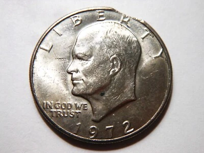 1972-D AU Ike Eisenhower Dollar with a *Clipped Planchet* Error - Image 1 of 2
