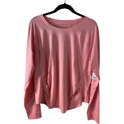 Maternity Tek Gear 褶皱长袖 T 恤。 L 码粉色。 — 第 1/4 张图片