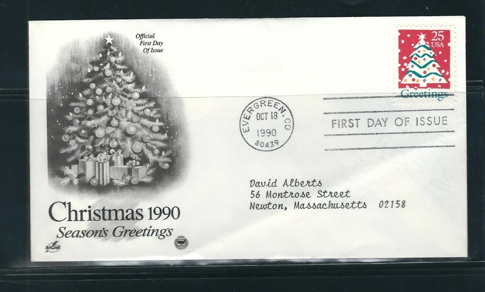 USA SC # 2515  Christmas 1990 ( Christmas tree ) FDC . Artcraft Cachet - Image 1 of 1