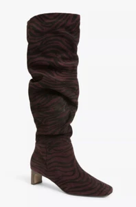 John Lewis + Erica Davies Valentino Suede Long Boots, Burgundy Zebra UK 3 EU 36 - Picture 1 of 11