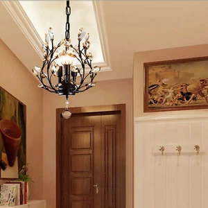 Crystal Chandeliers 3 Light Small Chandelier Modern Pendant Lighting Black - Picture 1 of 11