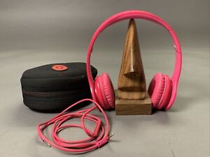 Beats Dr Dre Solo HD Wired On Headphones B0518 PINK Cord TESTED With Case 