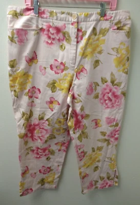 Womens Real Clothes Salon Z Saks fifth stretch Ankle Butterfly floral Pants 16 - Image 1 of 4