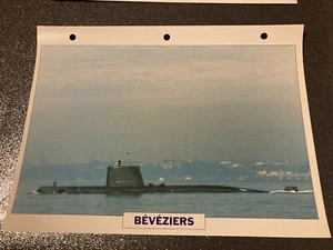 CARTE FICHE NAVIRES DE GUERRE BEVEZIERS 1975 SOUS MARIN  - Picture 1 of 2