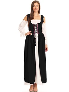 Renaissance OverDress Medieval Irish Off Shoulder Dress Set - Picture 1 of 57