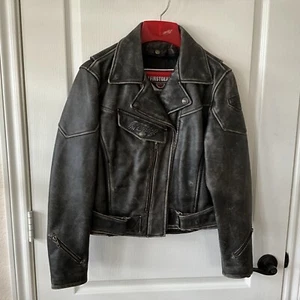 FirstGear Chief Leather jacket Classic Styling Black Distressed Women’s Sz Small - Picture 1 of 17