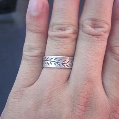 Fine Silver Rings 999 Jewelry Olive Success & Victory Lucky Wear band minimal - Image 1 of 4