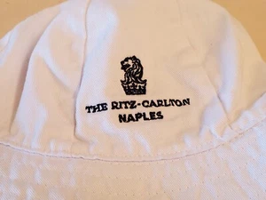 RITZ-CARLTON NAPLES Baby Bonnett Hat Sun Visor. White hat black stitch logo - Picture 1 of 8