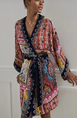 Anthropologie Zadie Bata de Terciopelo / Kimono / Plumero Talla XS / S Foto 1 de 4