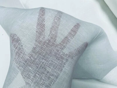 Off White Light 100% Linen Fabric Material Home Decor Textile Curtain 150cm Wide - Image 1 of 4