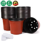 100 Pac 6" Plastic Plant Nursery Pots W/ Labels Seedling Flower Plant Containers